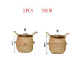 Boho Home Decor Seaweed Wicker Basket – Eco-Friendly Rattan Hanging Flowerpot & Storage Basket