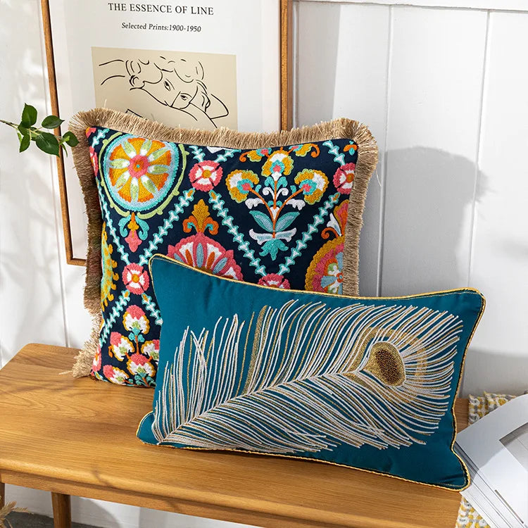 Bohemian Embroidered Throw Pillow Covers