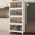 Stackable Practical Storage Cabinet with Doors and Wheels - Spacious Multi-functional Plastic Organizer - Practical Storage Rack