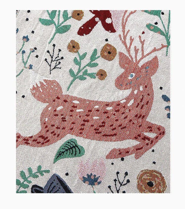 Floral Deer Forest Woven Throw Blanket