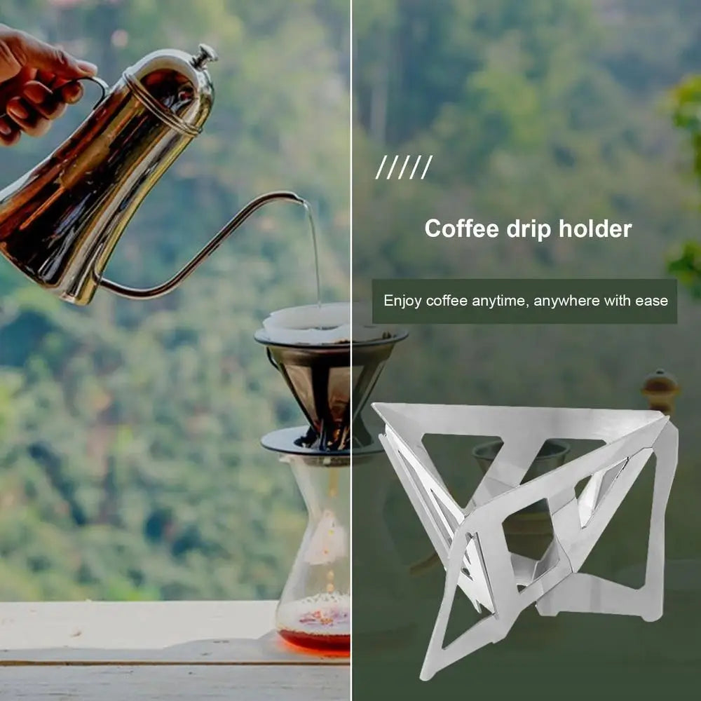 Portable Foldable Coffee Filter Stainless Steel Easy Clean Reusable Coffee Funnel Paperless Pour Over Holder Coffee Dripper