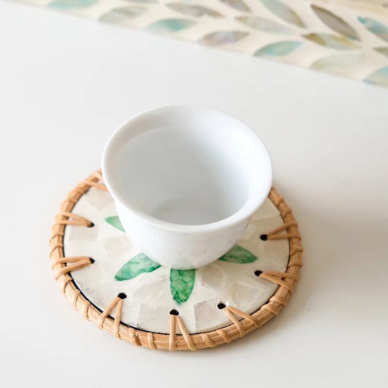 Boho Rattan Shell Coasters