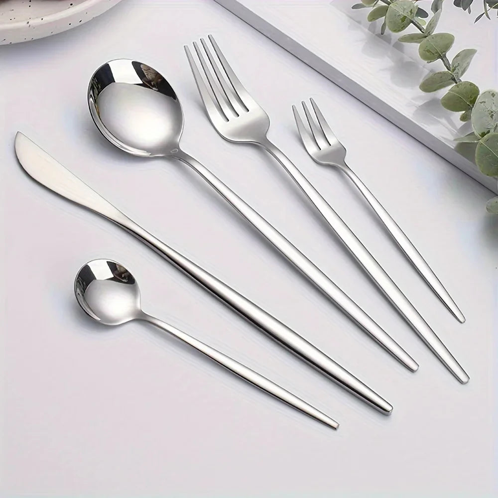 60-Piece Luxe Golden Stainless Steel Cutlery Set – Mirror Polished, Dishwasher Safe