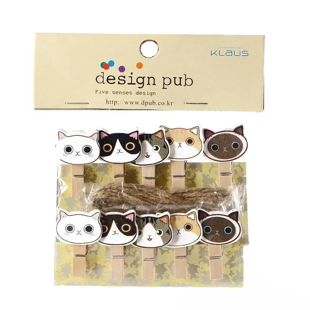 Whimsical Wooden Photo Clips (Set of 10)