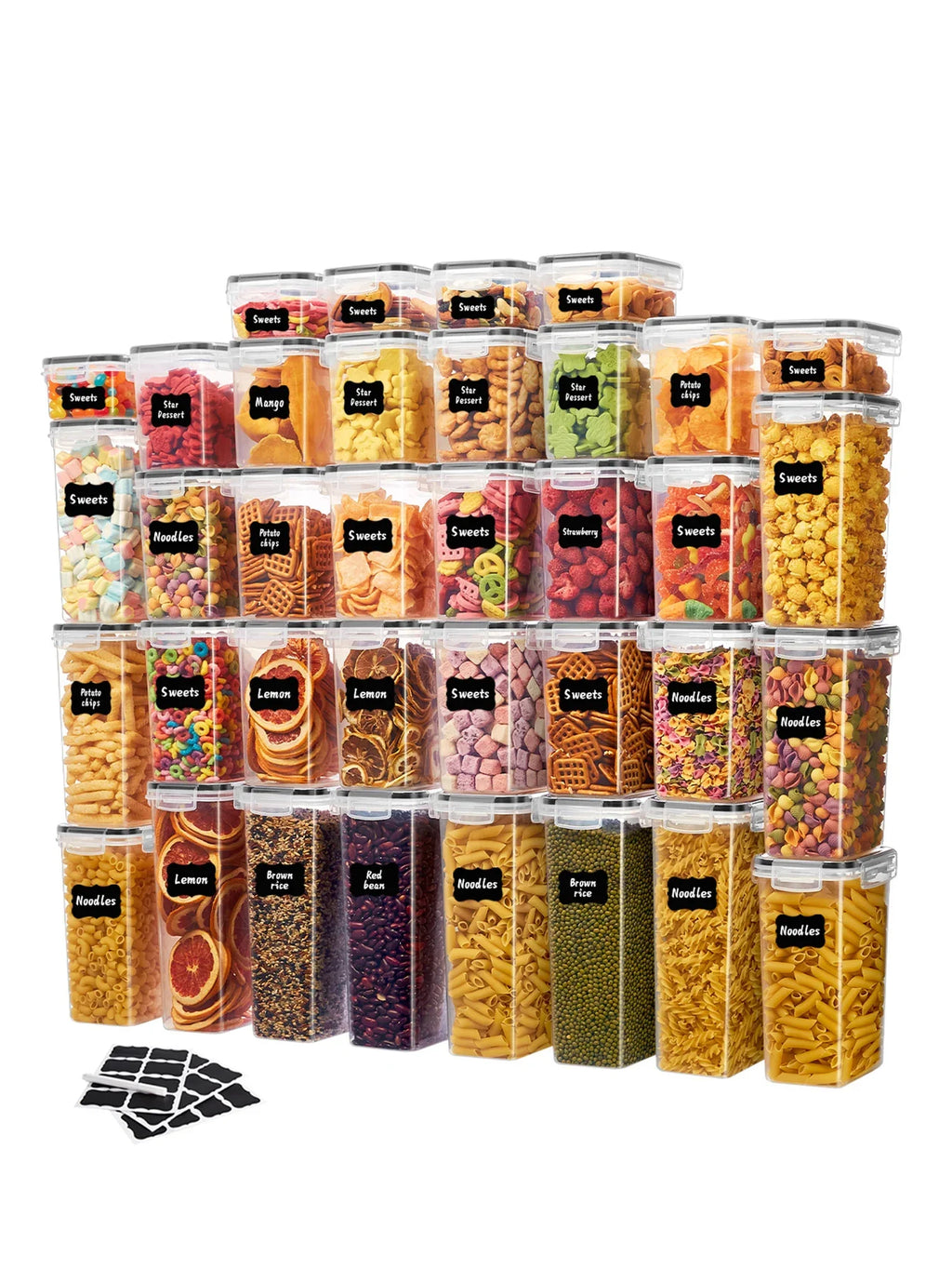 24pcs，Sealed food storage containers with LIDS - lunch boxes ideal for organizing and storing grains, rice, pasta, tea, nuts