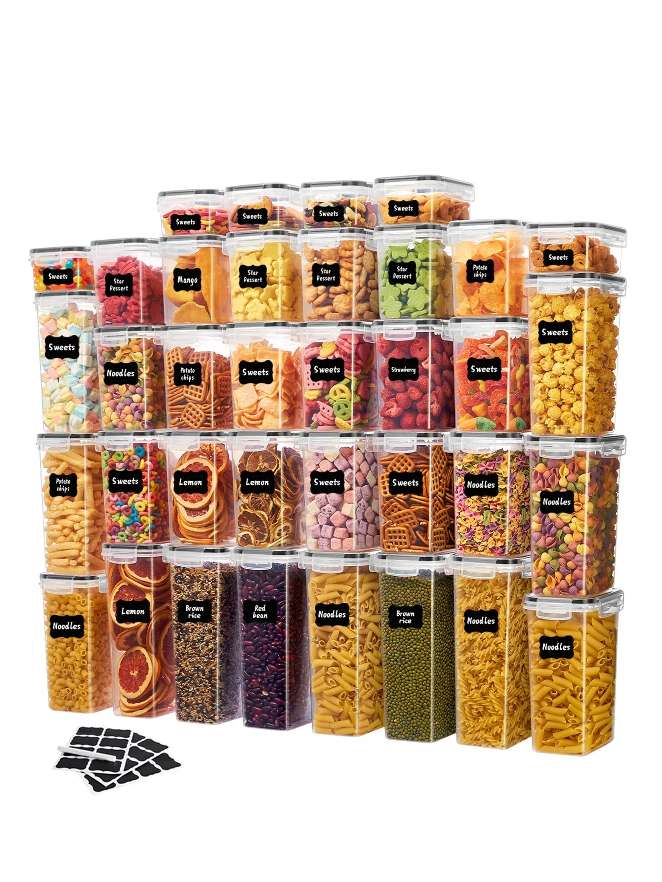 24pcs，Sealed food storage containers with LIDS - lunch boxes ideal for organizing and storing grains, rice, pasta, tea, nuts
