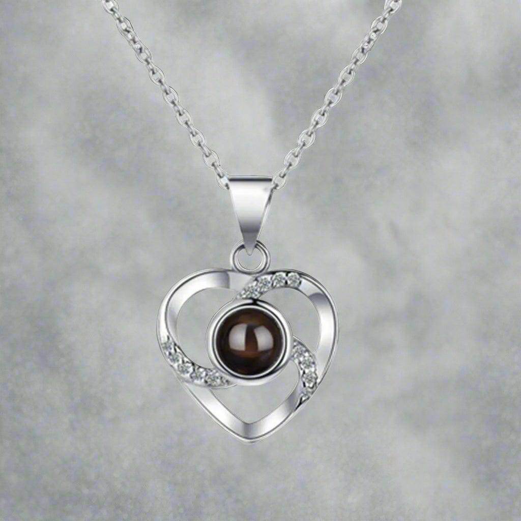Hollow Zircon Love Necklace with Eternal Flower Gift Box