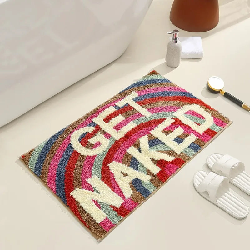GET NAKED Tufted Bath Mat – Colorful Microfiber Rug for Boho Bathroom Vibes