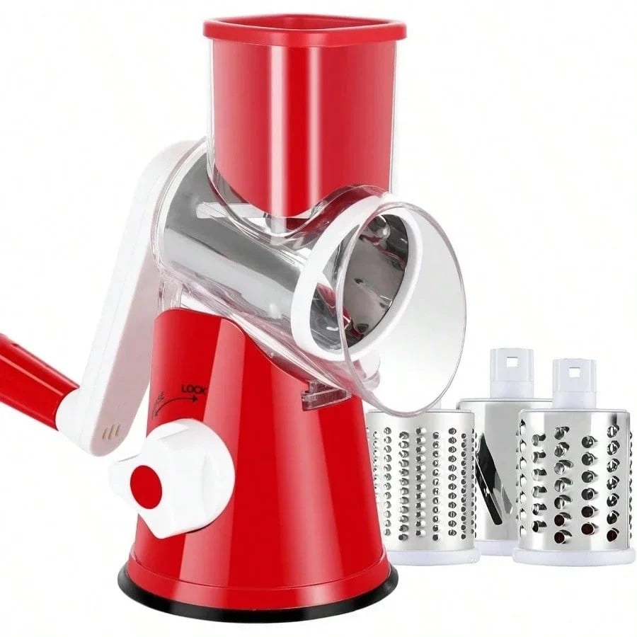 1pc Highly efficient and versatile Vegetable and Fruit Slicer Grater - benchtop drum cutter with drum design for fast, even shre