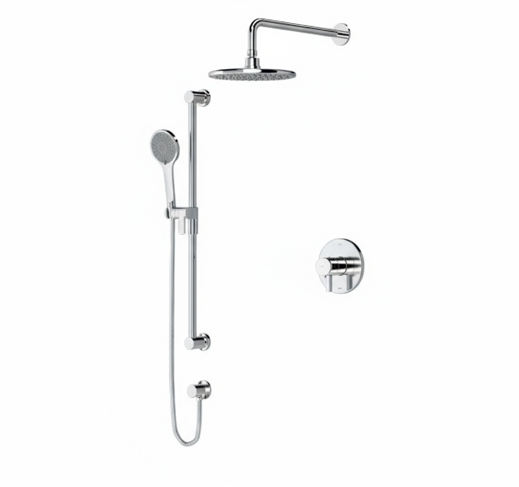 Riobel 30 Round Shower Kit: 2-Way System with Hand Shower and Shower Head
