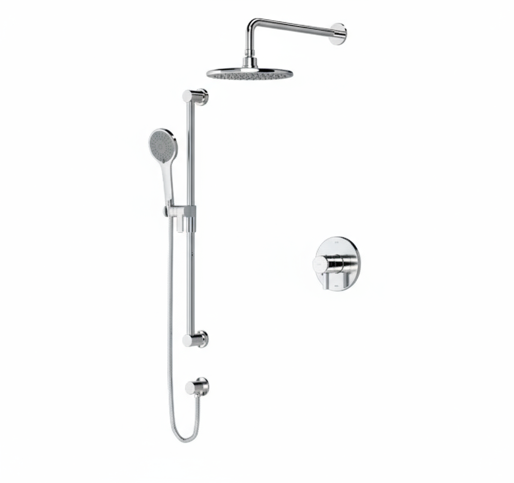 Riobel 30 Round Shower Kit: 2-Way System with Hand Shower and Shower Head