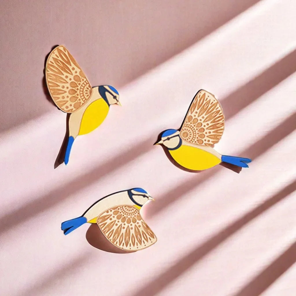 3-Piece Wooden Bird Wall Decor Set – Patterned Boho Home Decor for Indoors & Outdoors