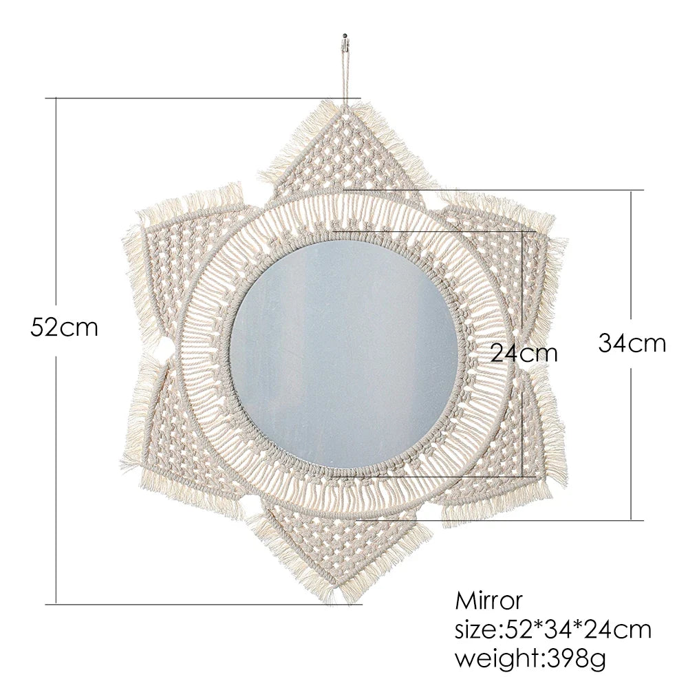 Circular Boho Macrame Wall Mirror