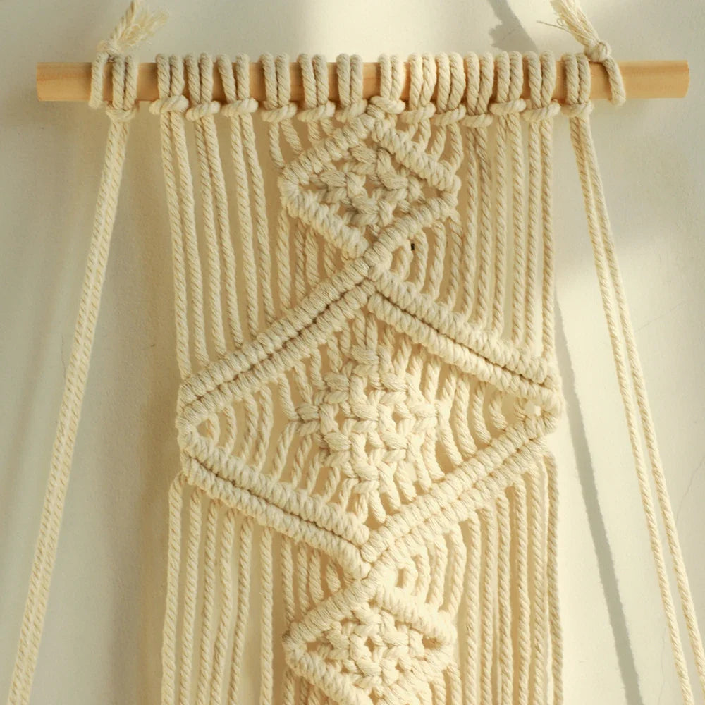 Macramé Wood Hanging Wall Shelf