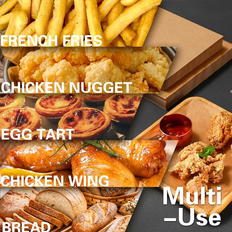 Air Fryer Liner & Steamer/Baking Paper – Silicone-Coated, Plant-Oil Layer, Oil-Resistant Non-Stick Sheets for Home Kitchens & Bakeries