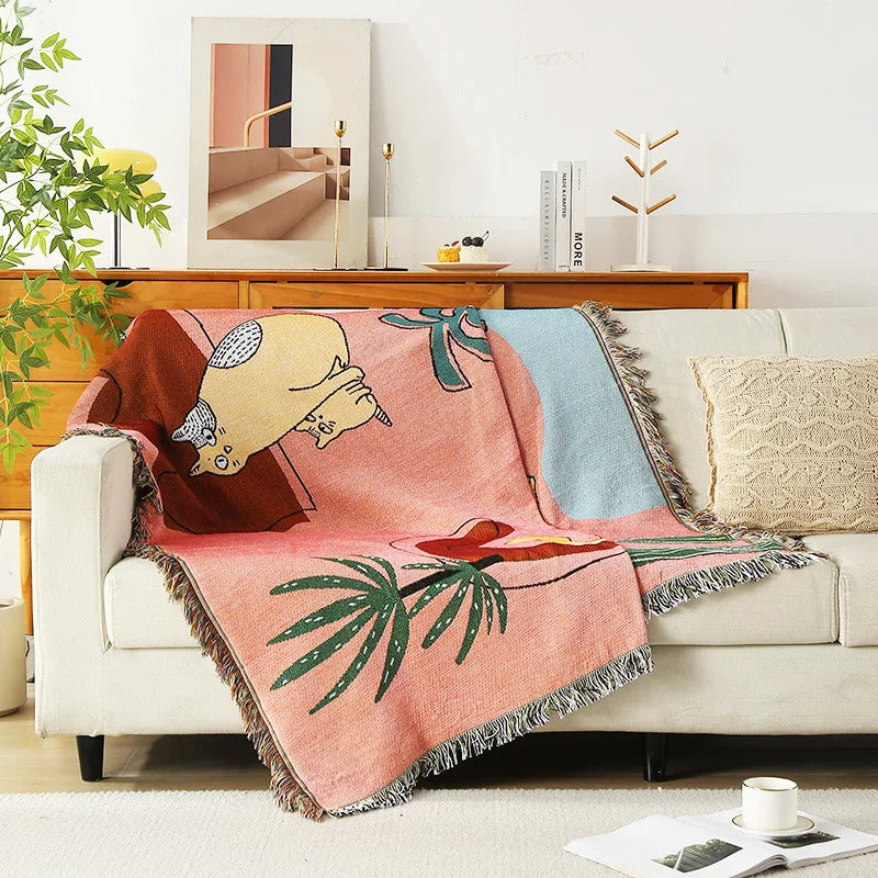 Boho Tassel Throw Blanket
