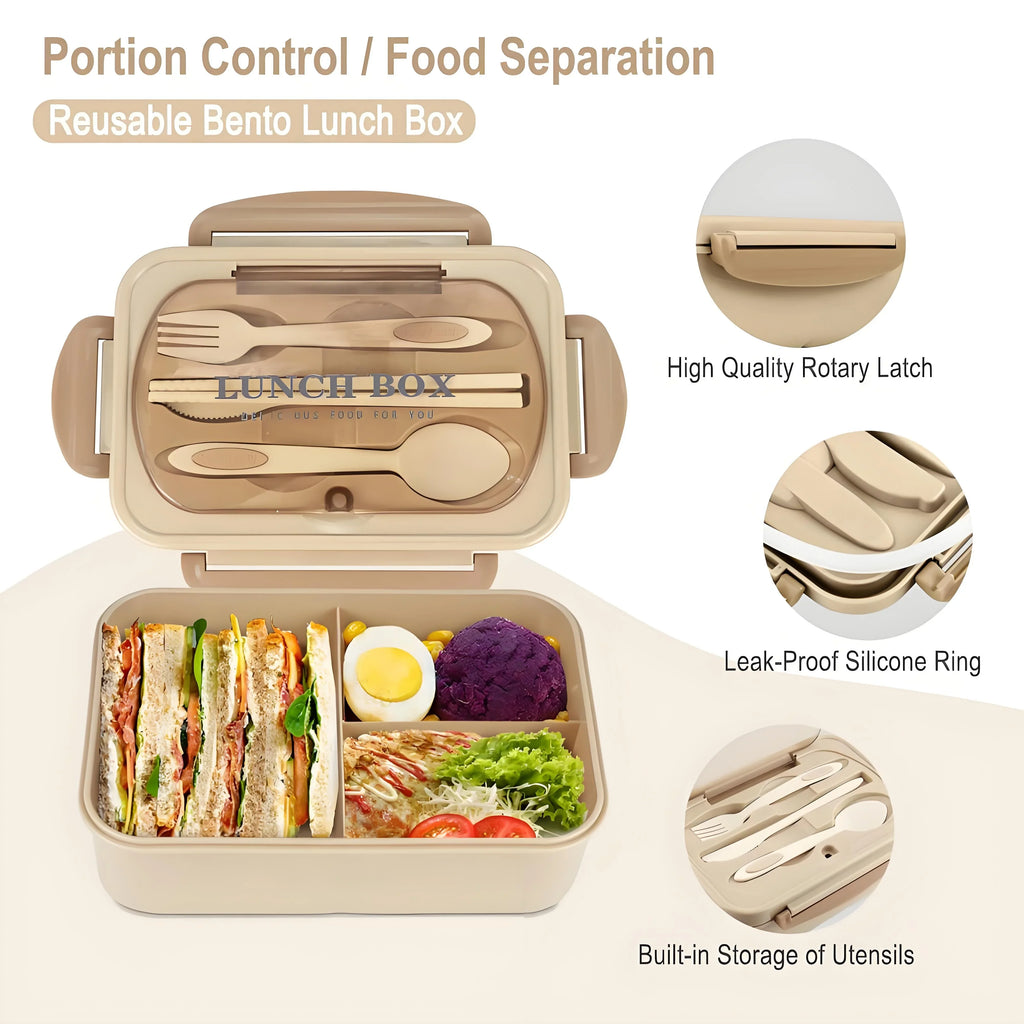 40oz Bento Box - 3-Tier Meal Prep Kit ✔FDA Food-Grade & LeakGuard™ (Office/Gym Essentials)