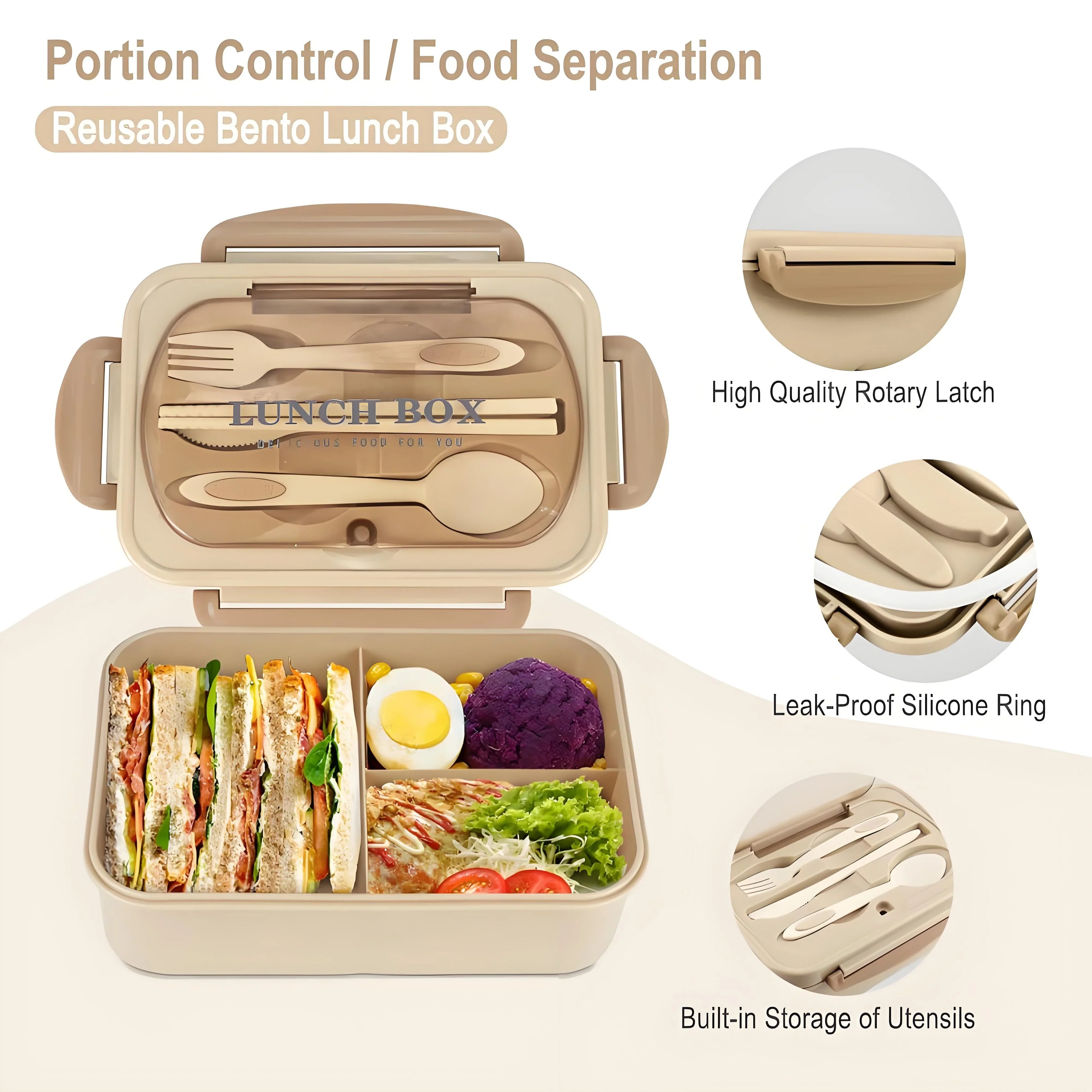 40oz Bento Box - 3-Tier Meal Prep Kit ✔FDA Food-Grade & LeakGuard™ (Office/Gym Essentials)