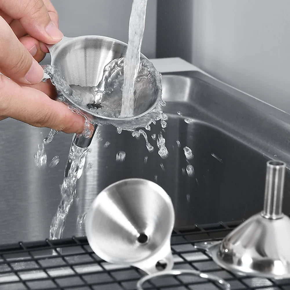 3 Piece Stainless Steel Funnels Set Kitchen Funnel Set Mini Funnel Set for Transferring Liquid Dry Ingredients Powder