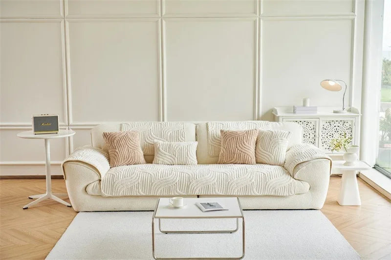 Plush Wave Striped Couch Slipcovers