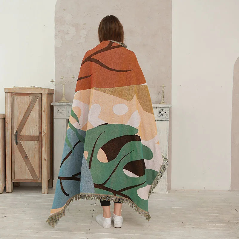 Abstract Woven Nature Throw Blanket