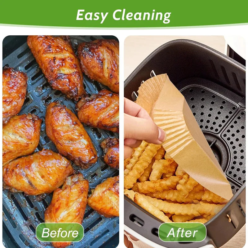 Air Fryer Liner & Steamer/Baking Paper – Silicone-Coated, Plant-Oil Layer, Oil-Resistant Non-Stick Sheets for Home Kitchens & Bakeries