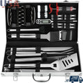 26PC BBQ Grill Accessories Set Stainless Steel Tools Aluminum Case Grilling Utensils Gift Birthday Christmas Parties