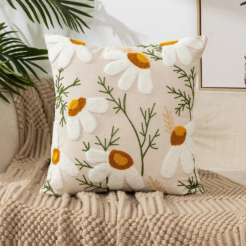 Vintage Floral Embroidered Pillowcase