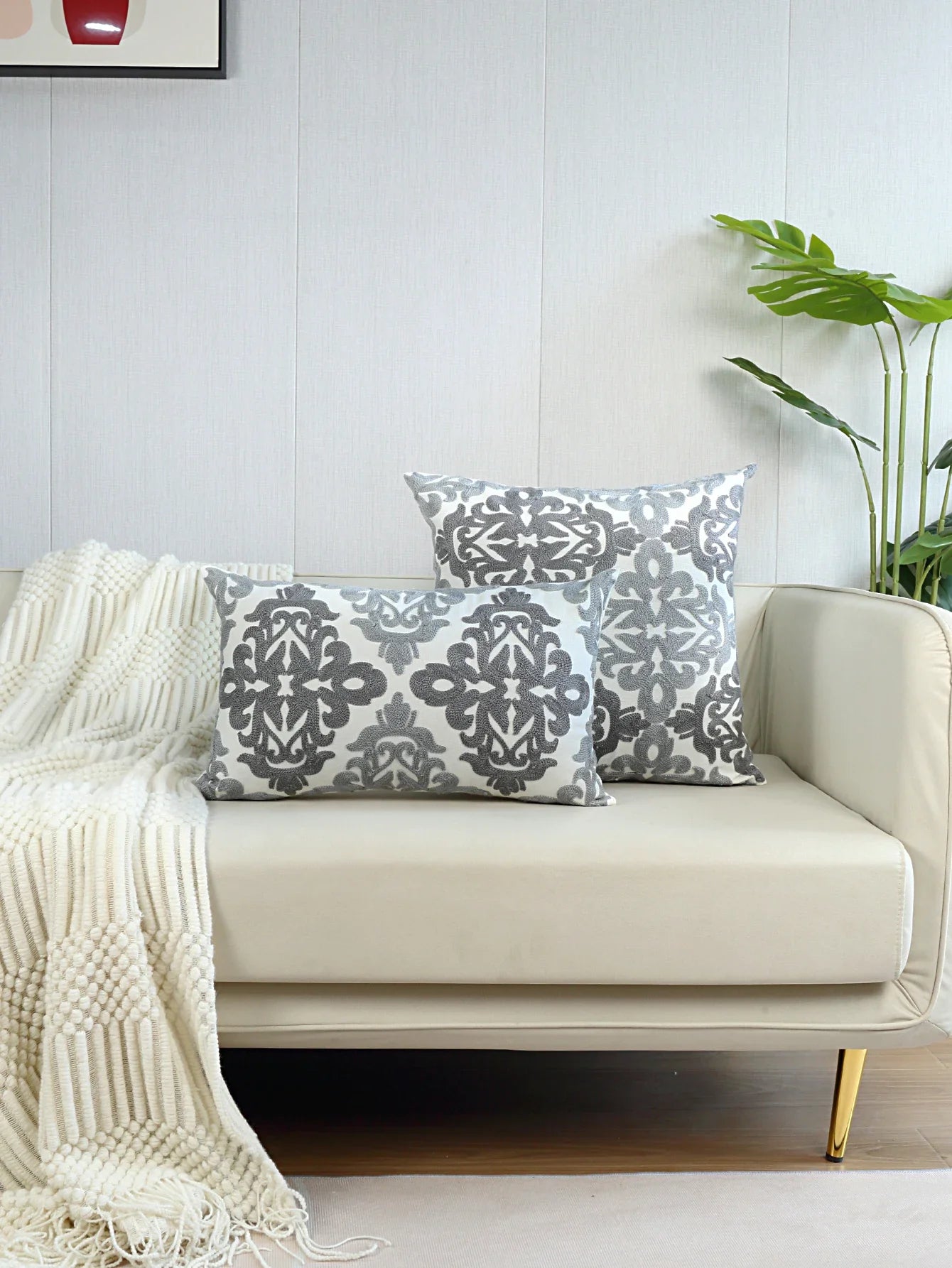 Geometric Embroidery Decorative Cushion Cover