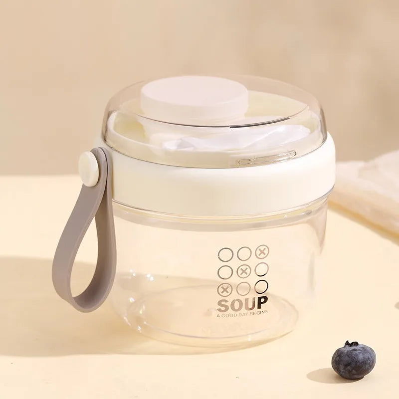 650ml Portable Handheld Breakfast Cup Yogurt Bowl Leak Proof Salad Bento Lunch Box With Spoon