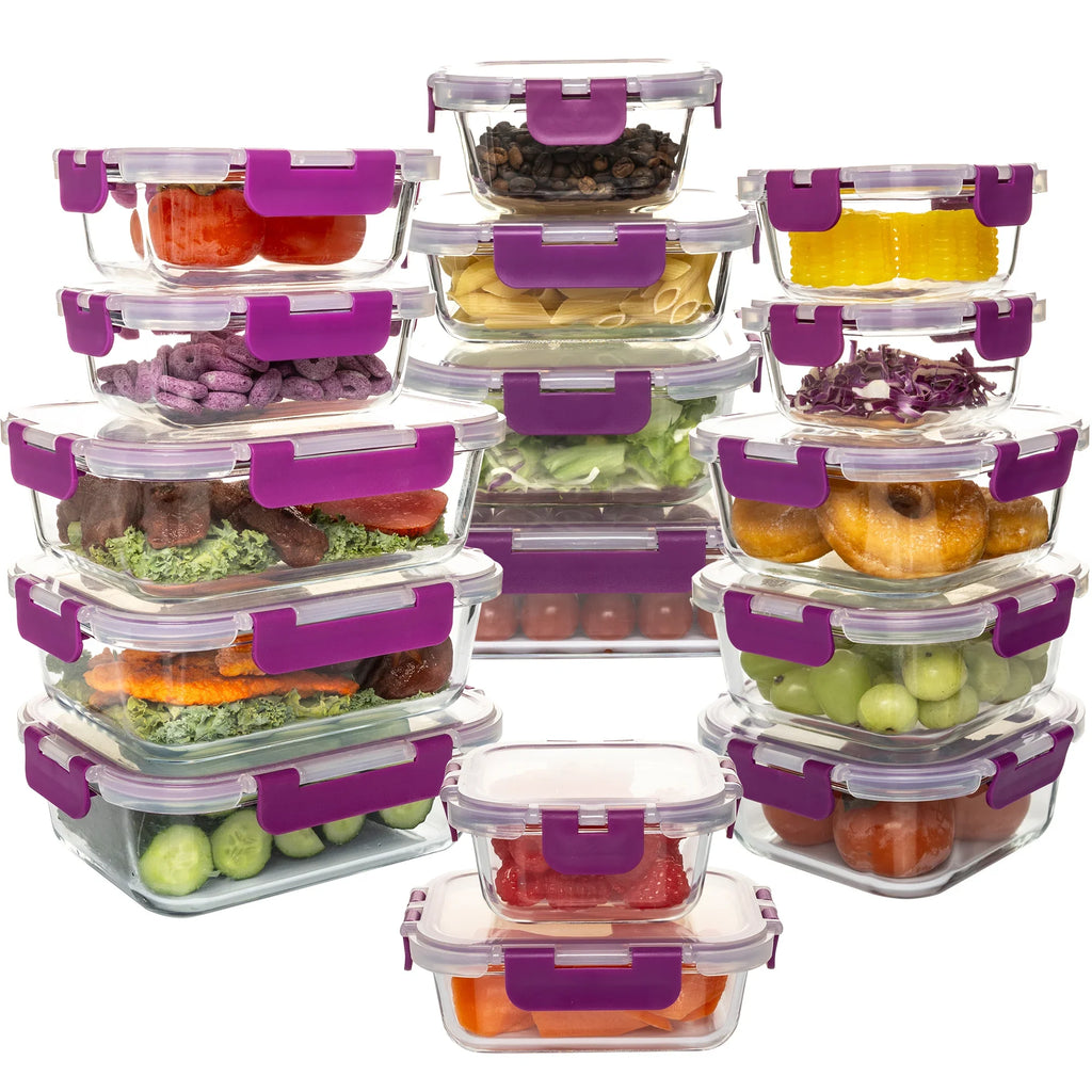 16-Piece Glass Food Storage Containers – Airtight, Leakproof, Oven & Microwave Safe