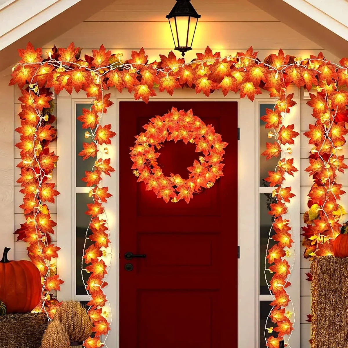 Fall Pumpkin & Maple Leaf String Lights