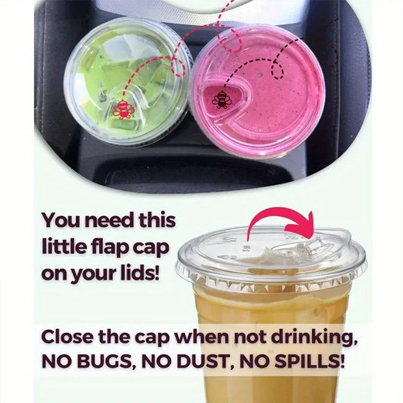 20 PCS,Disposable Coffee Cups - Direct Drink Lid, Leak-Proof PET, for Cafes, Milk Tea Shops, Parties & Cold Drinks