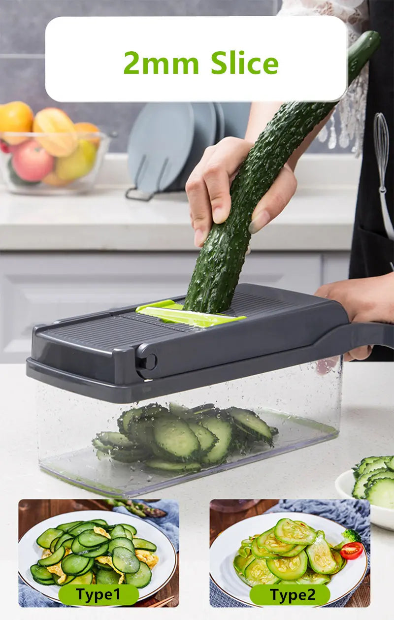 14 In 1 Multifunctional Vegetable Chopper, Cutter Vegetable Dicer Slicer Cutter Mandoline Onion Chopper For Onion Potato Tomato