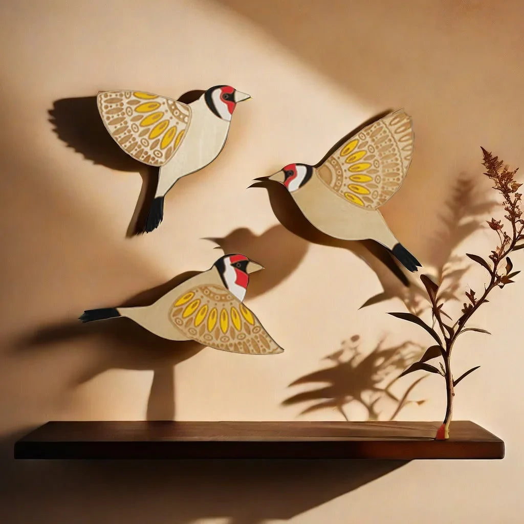 3-Piece Wooden Bird Wall Decor Set – Patterned Boho Home Decor for Indoors & Outdoors
