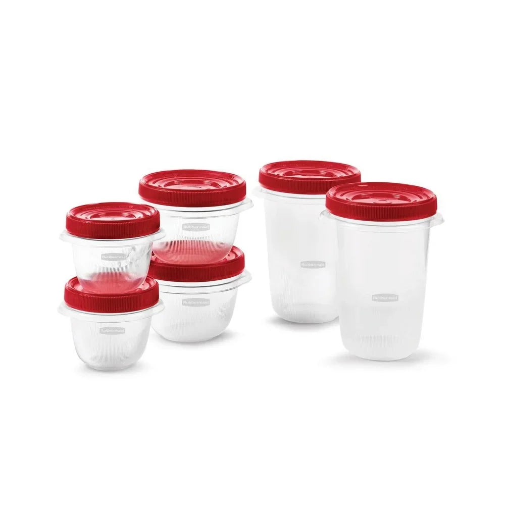 12 Piece Food Storage Set BPA Free Stackable Containers Twist Seal Microwave Dishwasher Safe Meal Prep Lunch Snacks Red