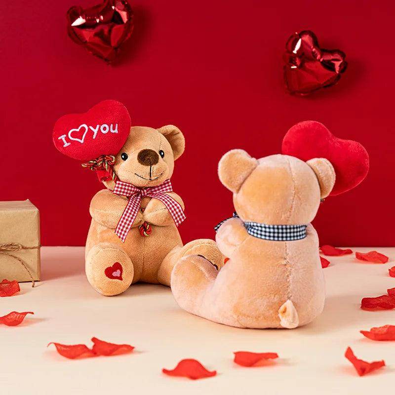 Cartoon Teddy Bear Holding Heart Plush Toy