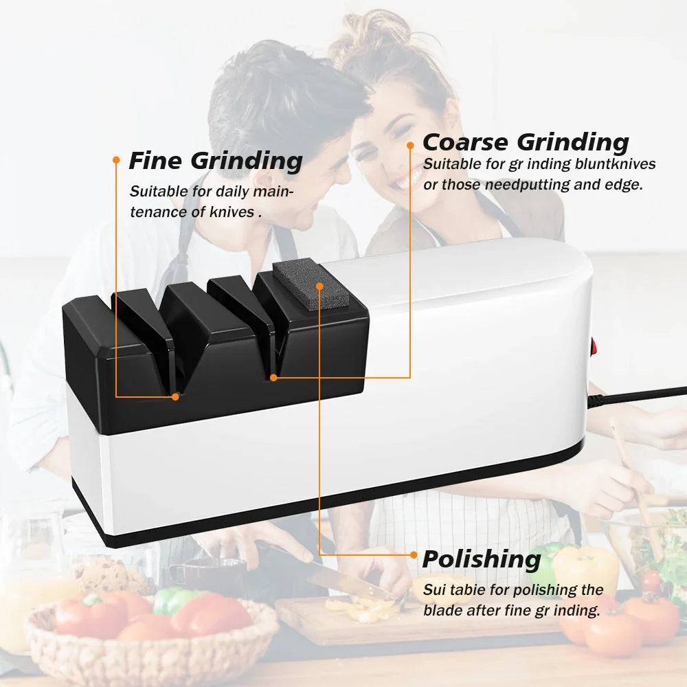 4-Segment Fully Automatic Electric Knife Sharpener – Portable Kitchen Sharpener with Non-Slip Base for Household Knives & Kitchen Accessories