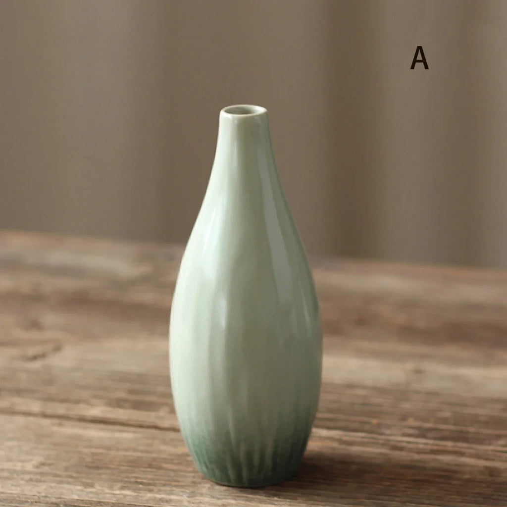 simple ceramic vase teal decoration, living room home dining table decor, hydroponic plant small vase boho home decor