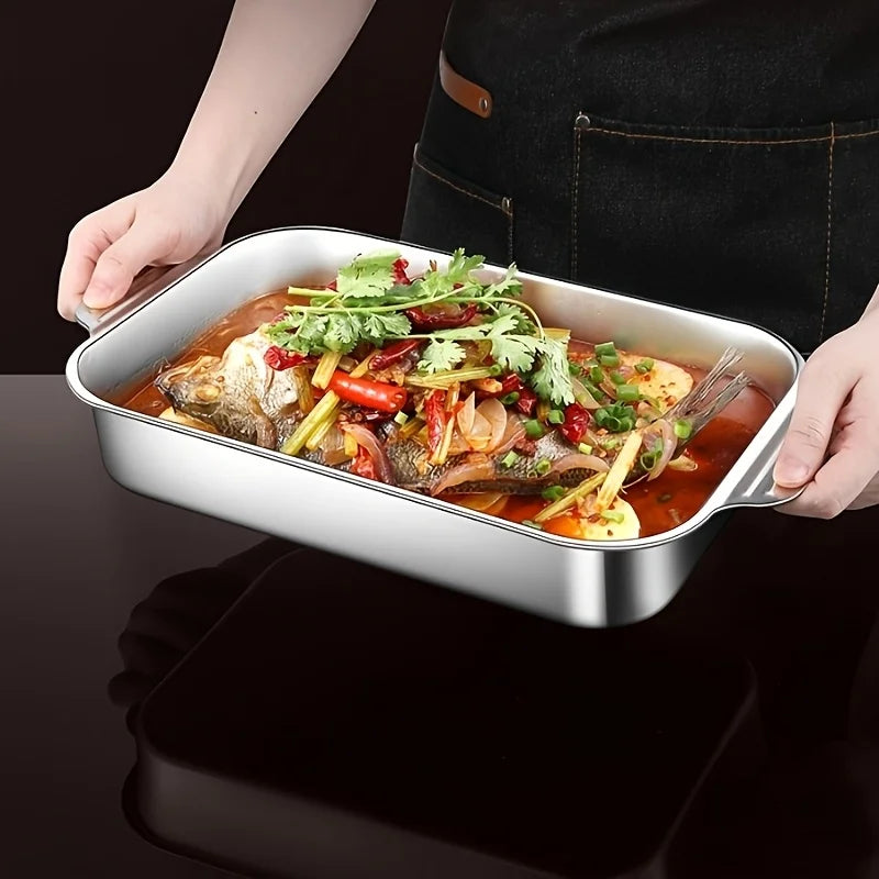 Stainless Steel Baking Tray Set – Large Deep Non-Stick Baking Pan with Handles, Multifunctional Oven Tray for Roasting, Cooking & Baking