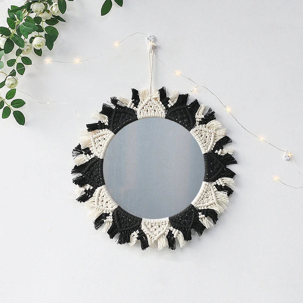 Circular Boho Macrame Wall Mirror