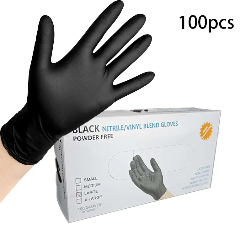 100PCS Black Nitrile Disposable Gloves – Tear-Resistant, Food-Safe, Durable Gloves for Cooking, Food Handling & Dough Kneading