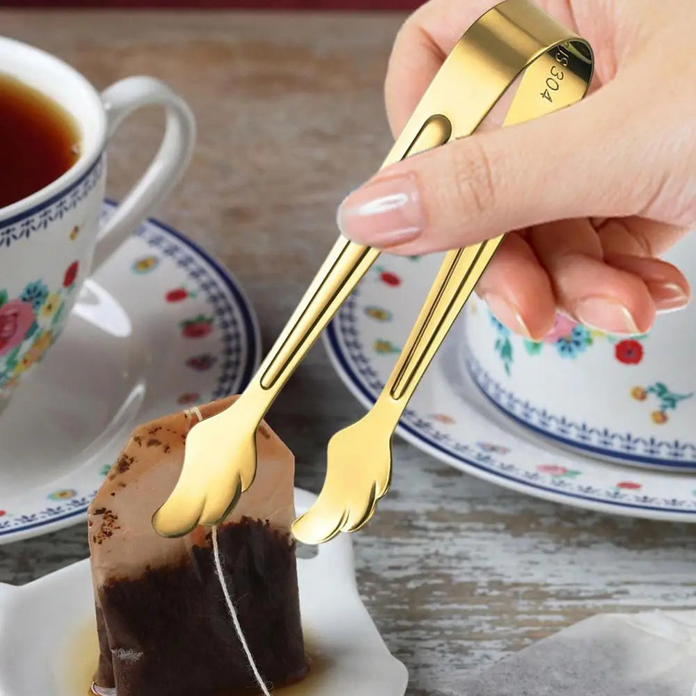 Mini Stainless Steel Food Tongs – Sugar Clamp, Bread & Steak Clip Tweezer for Home Kitchen Cooking & Serving