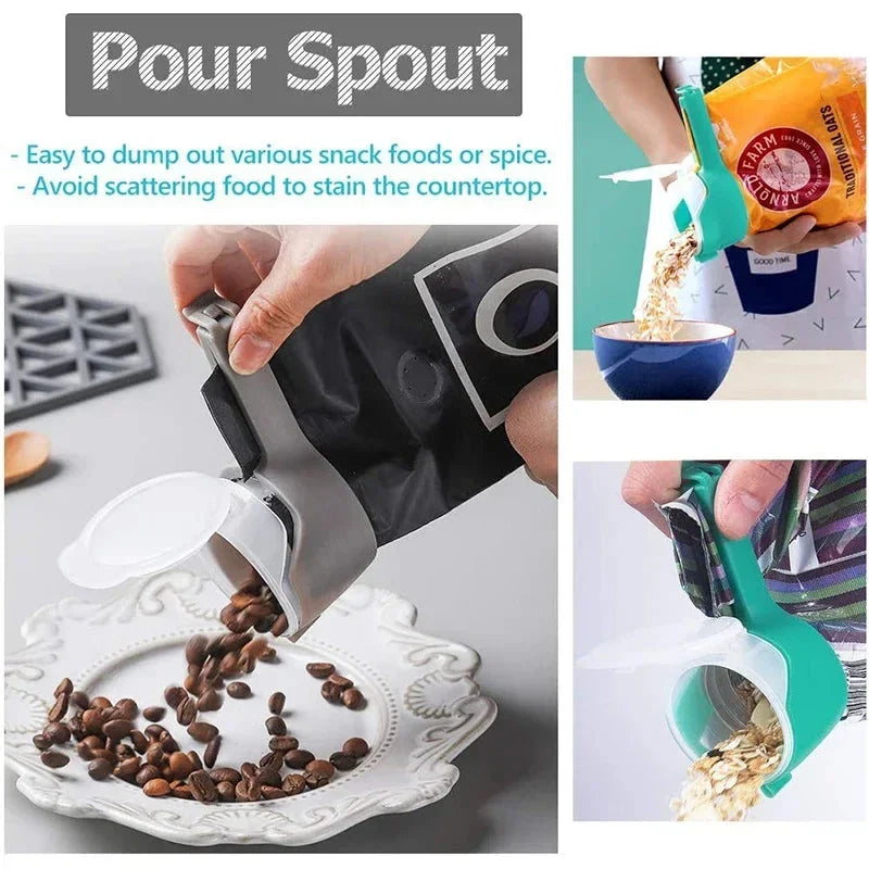 🥨 Food Storage Bag Sealing Clips with Pour Spouts