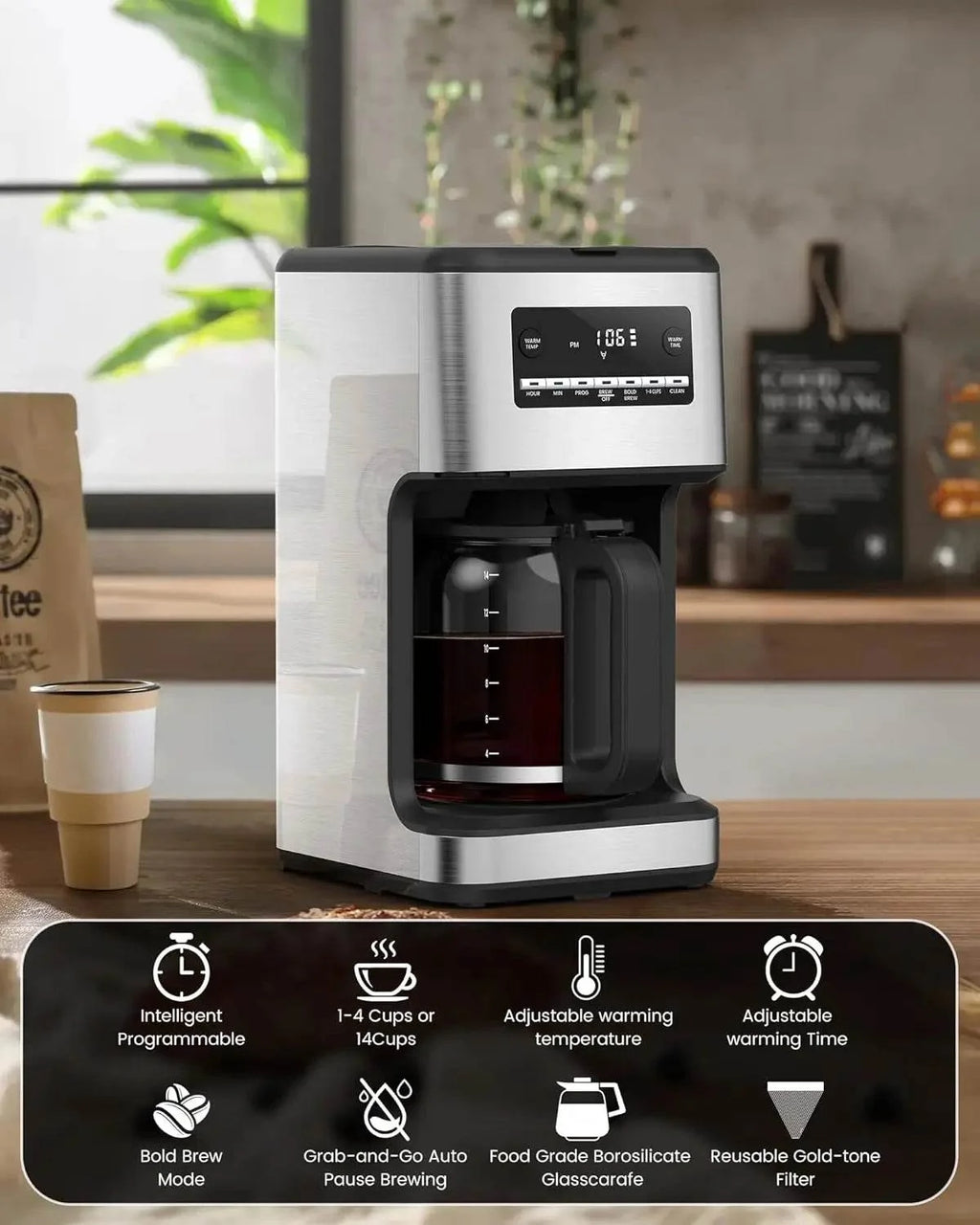14-Cup Programmable Coffee Maker Drip-Free