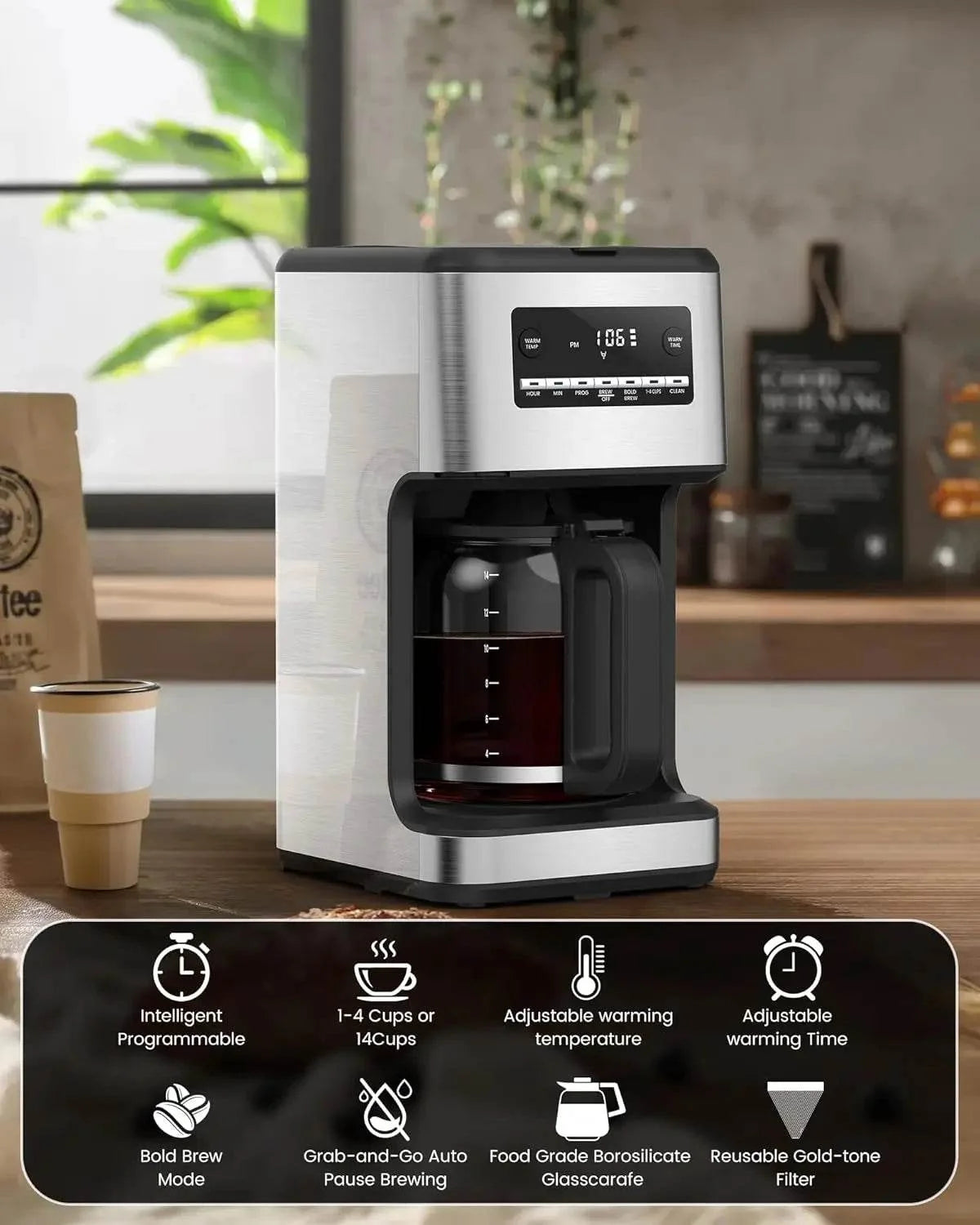 14-Cup Programmable Coffee Maker Drip-Free