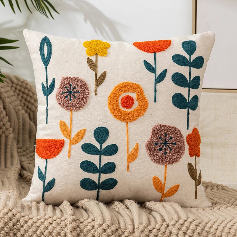 Vintage Floral Embroidered Pillowcase