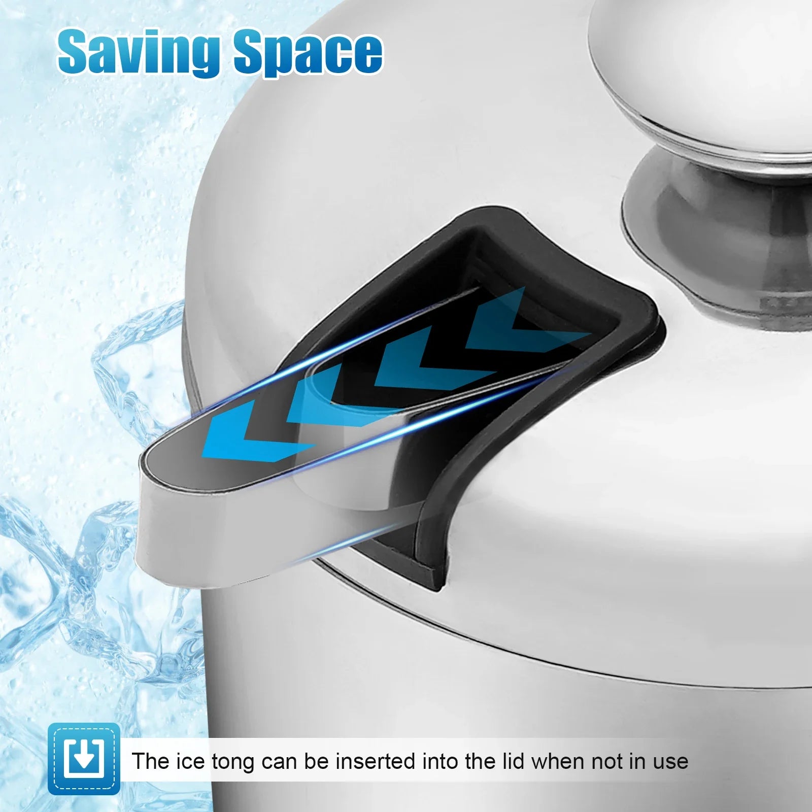 1.3L Portable Double-Walled Ice Bucket with Tongs Lid Stainless Steel Ice Cube Container For Wine/Drinking/Beer Cooler