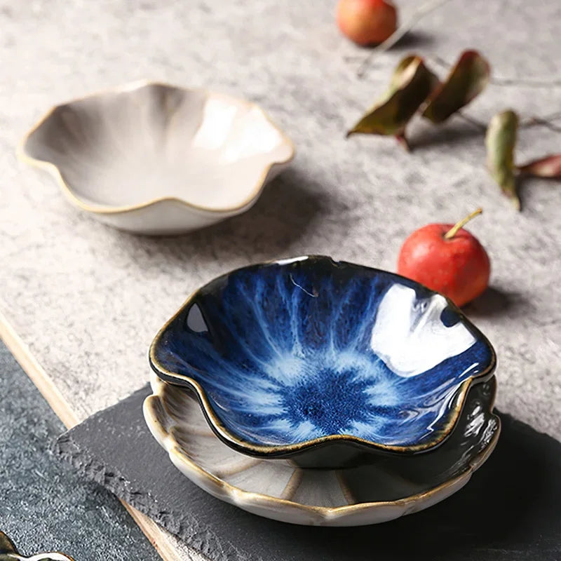 Ceramic Flower Sauce Dish – Mini Porcelain Dipping Bowl for Soy Sauce, Nuts & Charcuterie