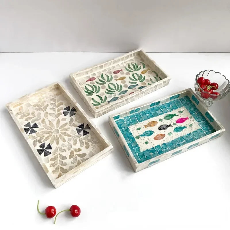 Handmade Shell Tray – Oval & Rectangular Decorative Jewelry Organizer for Boho Home Decor